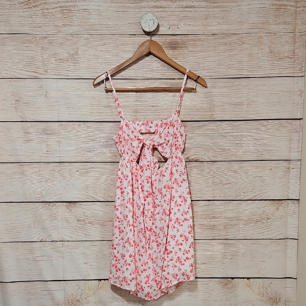 Sky To Moon Floral Pink Front Knot Backless Sundress Large